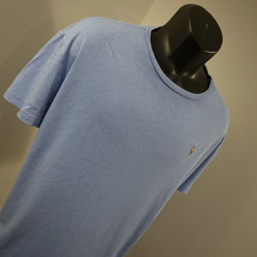 Polo Ralph Lauren T-Shirt Mens XL Classic Fit Light Blue Heathered Short Sleeve